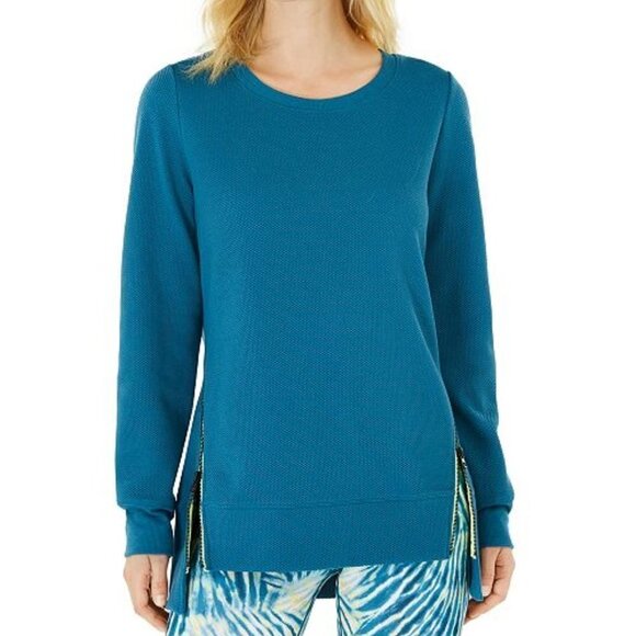 NWT - Ideology Athleisure Side-Zipper long Sleeve Top - Size L - Picture 1 of 6